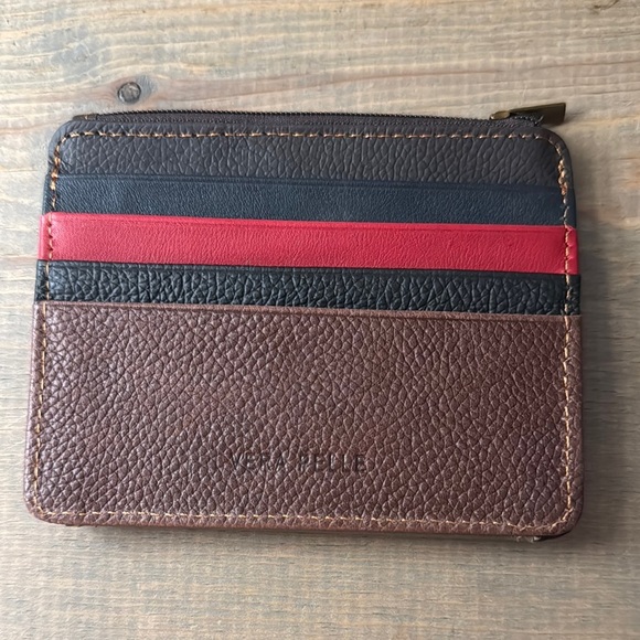 Vera Pelle Red and Brown Leather Key Card Holder - Picture 1 of 6